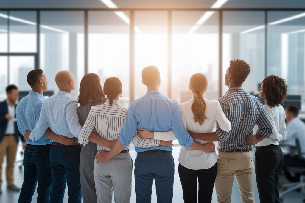 groupe-professionnels-dos-fenetre-lumineuse